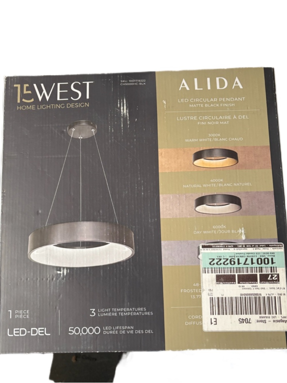 15 West ALIDA Matte Black LED Circular Pendant Light - Picture 2 of 7